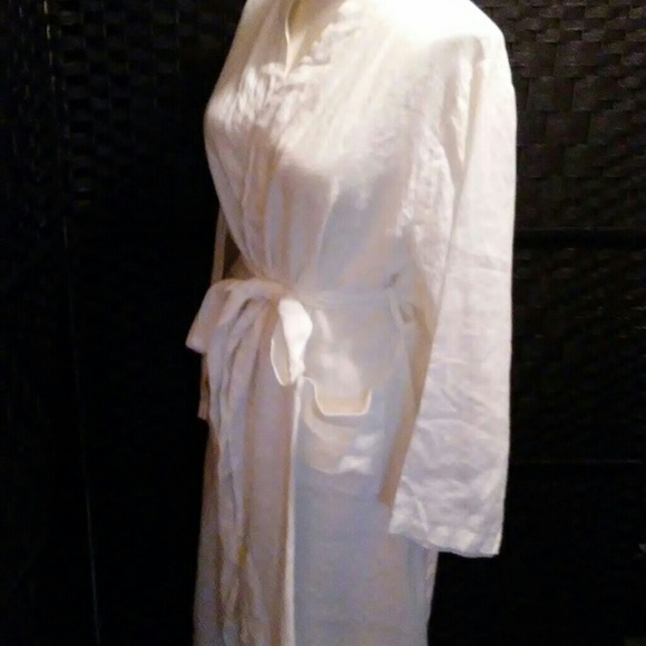 FLAX Linen the Wrapper Underflax Robe White Medium - Picture 4 of 8